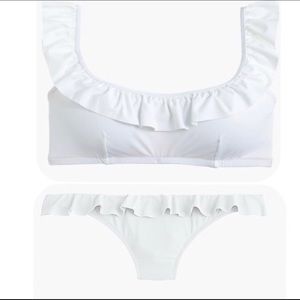 JCrew White Ruffle Bikini